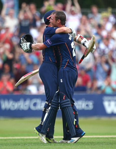 Westley celebrates reaching a century against Kent